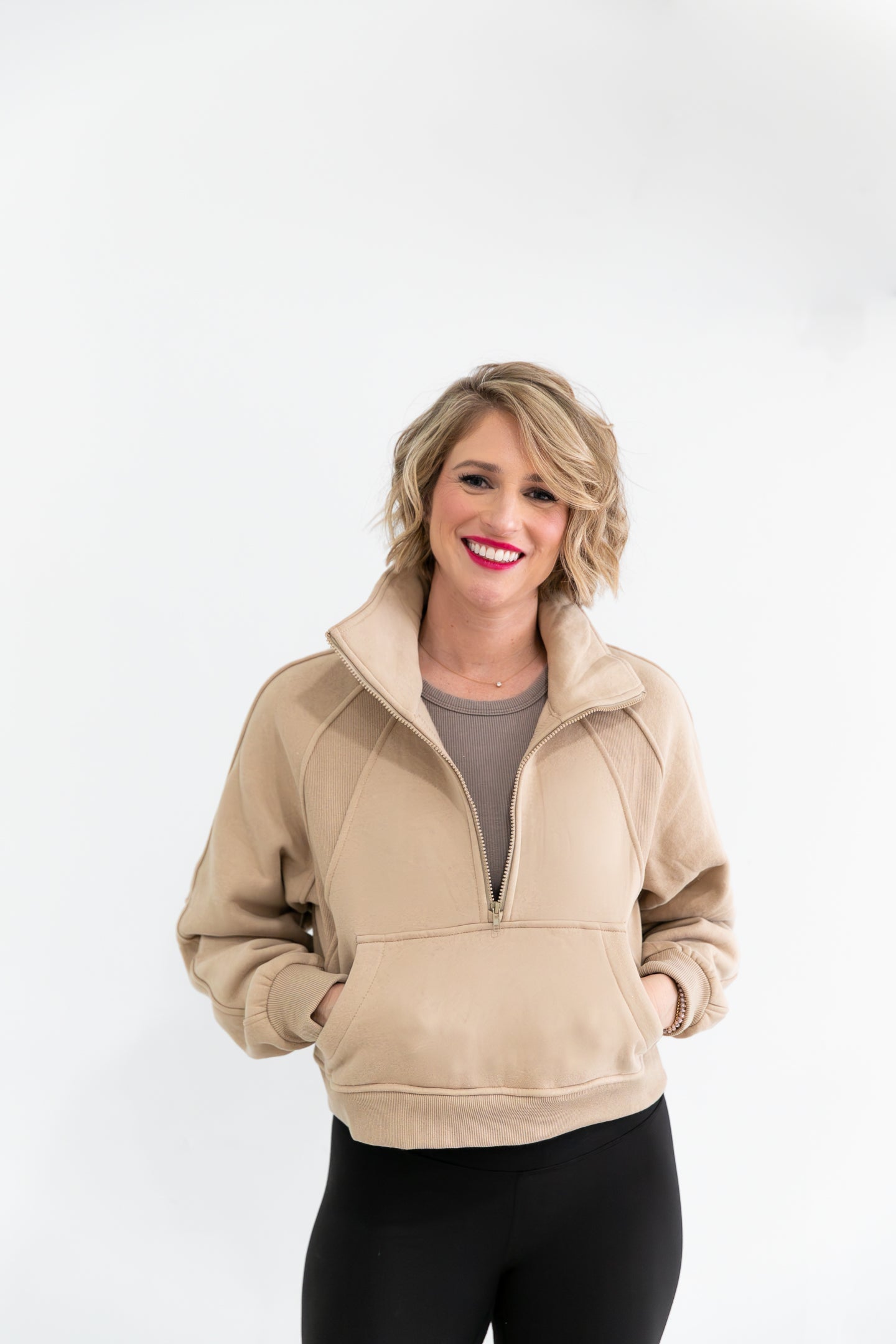 Monogrammed Funnel Neck Half Zip (Lulu Dupe)